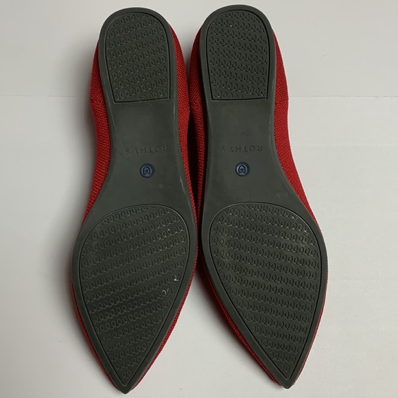 Rothy’s Red Python Flats Size 8 Washable Pointed Toe - Picture 7 of 9